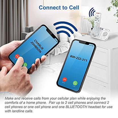 VTech VS112-27 DECT 6.0 Bluetooth 2 Handset Cordless Phone for Home with Answering Machine, Call Blocking, Caller ID, Intercom and Connect to Cell (White)