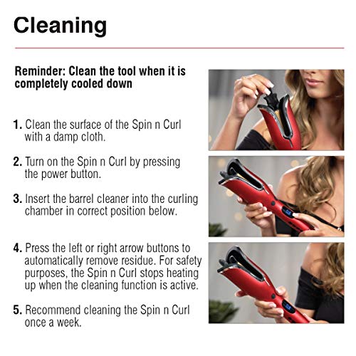 CHI Spin N Curl Ceramic Rotating Curler, Ruby Red. Ideal for Shoulder-Length Hair between 6-16” inches.