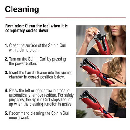 CHI Spin N Curl Ceramic Rotating Curler, Ruby Red. Ideal for Shoulder-Length Hair between 6-16” inches.