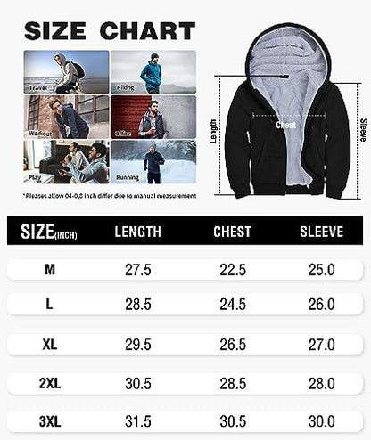 GEEK LIGHTING Hoodies for Men Sweatshirts Zip Up Jacket Sherpa Lined Fleece Sweatshirts