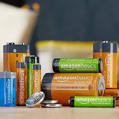 Amazon Basics 24-Pack Rechargeable AA NiMH Batteries, 2000 mAh, Recharge up to 1000x Times, Pre-Charged