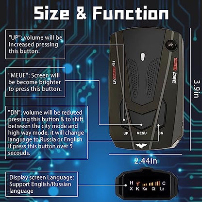 2023 New Radar Detector for Cars with Voice Speed Prompt, 360 ° Detection，Vehicle Speed Alarm System, Led Display, City/Highway Mode, Gifts for Husbands,Boyfriends