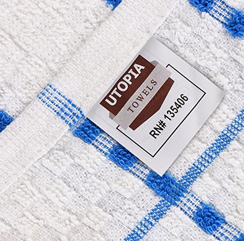 Utopia Towels Kitchen Towels [12 Pack], 15 x 25 Inches, 100% Ring Spun Cotton Super Soft and Absorbent Linen Dish Towels, Tea Towels and Bar Towels Set (Blue)