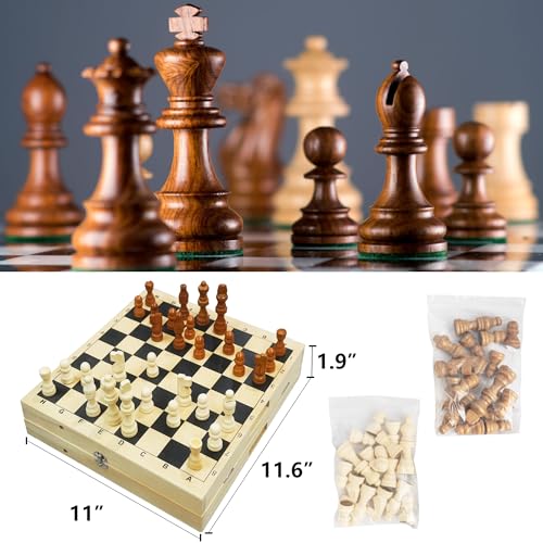 NEROSUN Foldable Chess Set, Handmade Portable Travel Chess Game 2 in 1 Fast Sling Puck Hockey Curling Table Game, Beginner Chess Toys Set for Kids Family