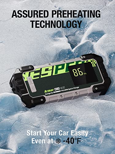 YESPER Car Jump Starter, 3000A Peak Portable Battery Jump Starter with Pre-Heat Tech(-40°F~140°F) 12V Car Battery Charger Jump Starter(10.0L Gas/8.0L Diesel, 60 Times) Jumper Box with PD100W