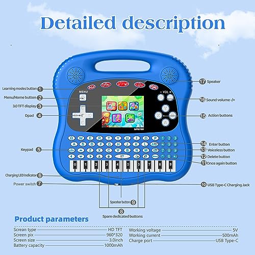 Preschool Toys/Educational Tablet Toy to Learn Alphabet, Numbers, Colors, Shapes, Animals, Transportation, Time for Toddlers Ages4-12 Years Old Educational Electronic Toys Gifts