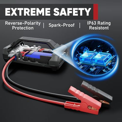 LOKITHOR JA302 Jump Starter with Air Compressor, 2500Amp 12V Portable Car Battery Booster pack for Upto 8.5L Gas or 6.5L Diesel, 150 PSI Tire Inflator with Digital Screen, 36 Months Ultra-Long Standby