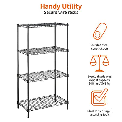 Amazon Basics 4-Shelf Adjustable Storage Shelving Unit, 200 Pound Loading Capacity per Shelf, Steel Organizer Wire Rack, 24 x 14 x 48 Inches (LxWxH), Black