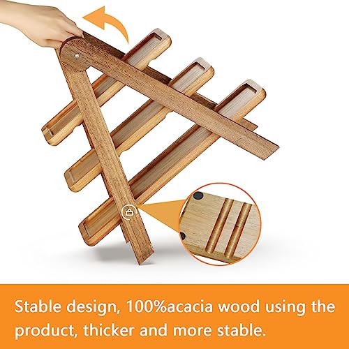 Wooden 3 Tier Serving Tray, Solid Acacia Wood Serving Trays（max 14 x 5.5 in or Home Decor, Food, Vegetables, Fruit, Charcuterie, Appetizer Serving Tray, Cheese Board (Set of 3 Plates)