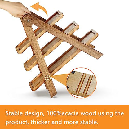 Wooden 3 Tier Serving Tray, Solid Acacia Wood Serving Trays（max 14 x 5.5 in or Home Decor, Food, Vegetables, Fruit, Charcuterie, Appetizer Serving Tray, Cheese Board (Set of 3 Plates)