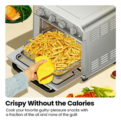 Chefman Air Fryer Toaster Oven Combo, 7-in-1, Convection Oven Countertop Extra Large 19 Quart Oven Air Fryer, Cook a 10-Inch Pizza, 4 Slice Toaster, Integrated Timer, Auto-Shutoff, Stainless Steel