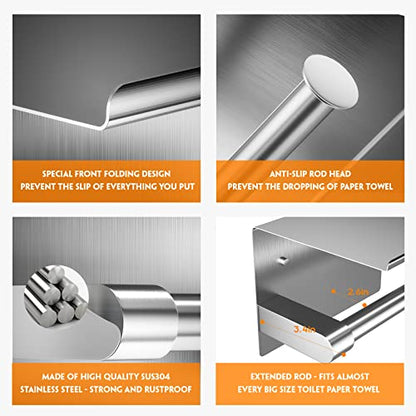 ASTOFLI Toilet Paper Holder with Shelf, Rustproof SUS304 Brushed Nickel Toilet Paper Holder Wall Mount, Toilet Roll Holder, Toilet Tissue Holder for Bathroom, Bathroom Toilet Paper Holders