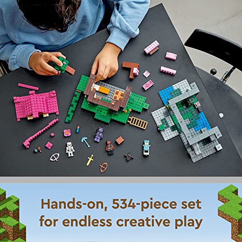 LEGO Minecraft The Training Grounds Toy Building Set 21183 Minecraft Toy for Kids, Boys and Girls Age 8+ Years Old, Building Kit with House, Cave, Trapdoor, and Ninja, Rogue and Bat Minecraft Figures