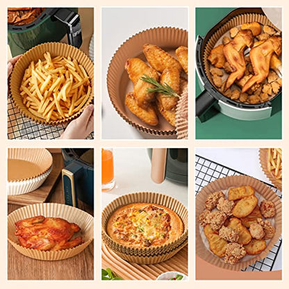 Air Fryer Disposable Paper 100 Pcs 6.3inch Round Non-Stick Paper Prime Oil-proof Parchment Paper Cooking Paper for Fryers Basket Frying Pan Microwave Oven