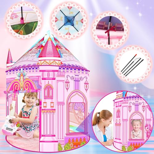 Toys for Girls,Large Kids Tent Toddler Girl Toys,Foldable Tent for Kids with Carry Bag Indoor Playhouses,Princess Toys for 2 3 4 5 6 7 8 9 10 Year Old Girls Christmas Brithday Unicorns Gifts for Girls