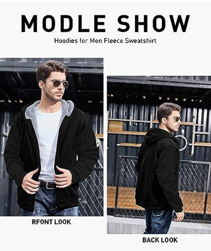 GEEK LIGHTING Hoodies for Men Sweatshirts Zip Up Jacket Sherpa Lined Fleece Sweatshirts
