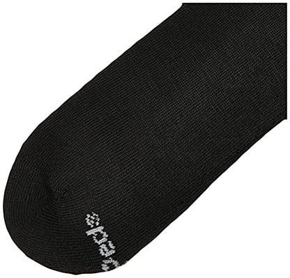 MediPEDS Men's Extra Wide Non-Binding Top Crew Socks with Coolmax Fiber 8 Pairs, Black, Shoe Size: 12-15