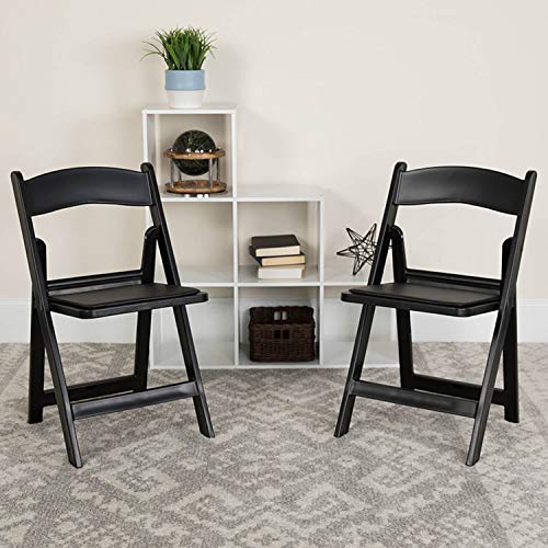 Flash Furniture Hercules Series Folding Chair - Black Resin - 4 Pack 1000LB Weight Capacity Comfortable Event Chair - Light Weight Folding Chair