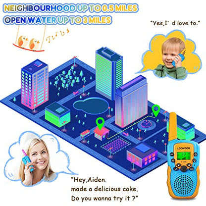 LOOIKOOS Walkie Talkies for Kids, 3 KMs Long Range Walky Talky Radio Kid Toy Gifts for Boys and Girls 3 Pack
