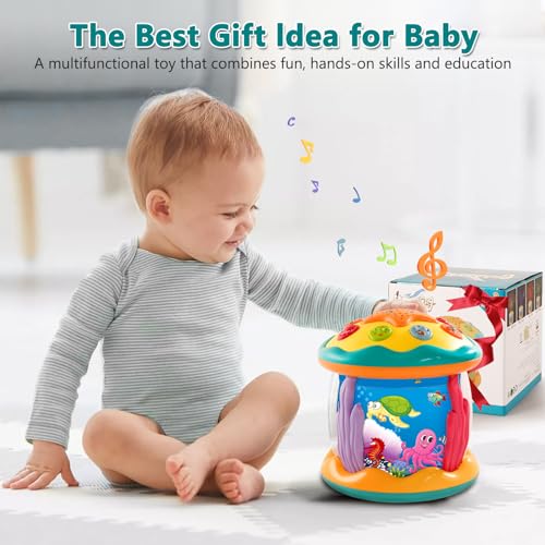 MFEESYOB Baby Toys 6 to 12 Months - Musical Learning Infant Toys, Ocean Rotating Projector Light Up Toys for Toddlers 6+ Months, 1 2 3+ Years Old, Boys Girls Baby Toy for Climbing, Walking