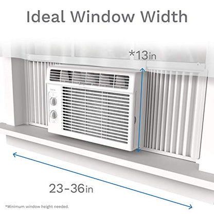 hOmeLabs Window Air Conditioner 5000 BTU - Easy Mechanical Control Compact AC Unit with Washable Reusable Filter, 2 Cooling Speeds, 2 Fan Speeds - Ideal for Bedroom and Rooms up to 150 Sq. Ft.