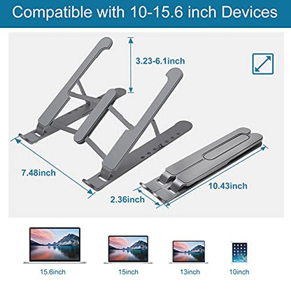 Senose Laptop Stand, Laptop Holder Portable Computer Stand Desktop Holder Mount Foldable Riser with 7 Levels Adjustable Aluminum Alloy Compatible for MacBook Air Pro,HP,Lenovo More 10-15.6" Laptops