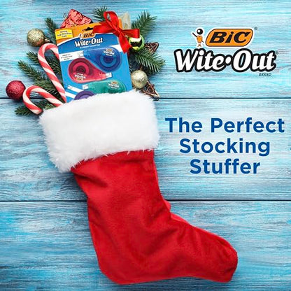 BIC Wite-Out Brand EZ Correct Correction Tape, 19.8 Feet, 4-Count Pack of white Correction Tape, Fast, Clean and Easy to Use Tear-Resistant Tape, Great Stocking Stuffers for Teachers