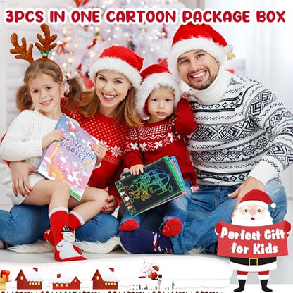FLUESTON Toys LCD Writing Tablet Toddler,Toys for Boys Girls 3 4 5 6 7 8year,8.8 Inch 3pcs in 1 Pack Drawing Pad Toy Christmas Birthday Gifts for Kids,Drawing Tablet Doodle Board Cute Christmas Theme