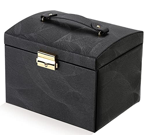 UPDATE: SOLD OUT! ProttyLife Jewelry Box Organizer for Women,Jewelry Box Ideal Gift 2-Jewelry Organizer Box Large Jewelry Storage Boxes Earrings Box Case for Necklace Bracelets Storage Earrings Rings Box (Black Mirror)