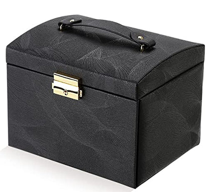 UPDATE: SOLD OUT! ProttyLife Jewelry Box Organizer for Women,Jewelry Box Ideal Gift 2-Jewelry Organizer Box Large Jewelry Storage Boxes Earrings Box Case for Necklace Bracelets Storage Earrings Rings Box (Black Mirror)