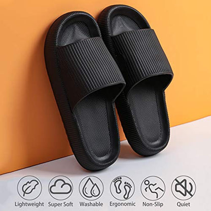 rosyclo Cloud Slippers for Women and Men, Massage Shower Bathroom Non-Slip Quick Drying Open Toe Super Soft Comfy Thick Sole Home House Cloud Cushion Slide Sandals for Indoor & Outdoor Platform Shoes