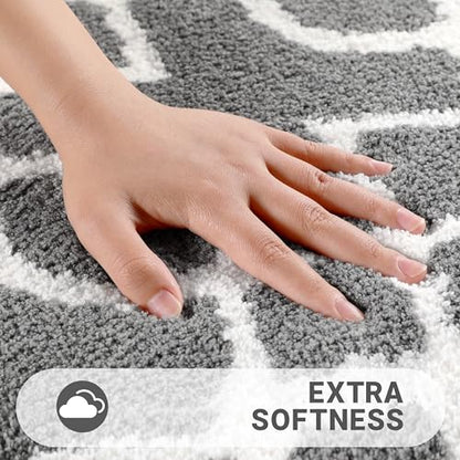 Yimobra Bathroom Rugs 24 x 17 Inch, Super Soft Thick Plush Bath Mat, Non-Slip, Water Absorbent, Easier to Dry, Machine-Washable, Microfiber Floor Carpet for Bathtub, Shower, Grey