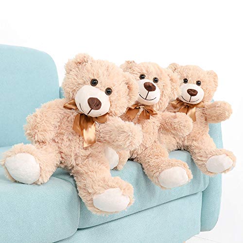 MaoGoLan Teddy Bear Stuffed Animals 13.5 Inch Pack of 3 Tan Stuffed Bears Bulk Valentines Day Gifts for Him Girls