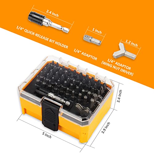 YF YoungFulTool 108 Piece 1/4’’ Hex Shank Magnetic Screwdriver Bit Set Slotted Phillips Pozidriv Torx Hex Security Bits,Speciality Bits,Quick-Release Bit Holder Hand/Power Tool Accessories