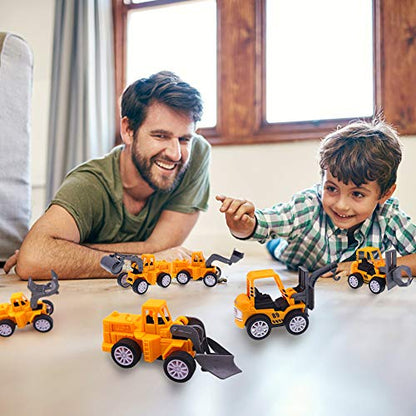 3 otters Mini Construction Vehicles for Construction Party Favors, 12PCS Pull Back Engineering Vehicles for Kids Ages 3 and up, Party Supplies Favors Birthday Gift