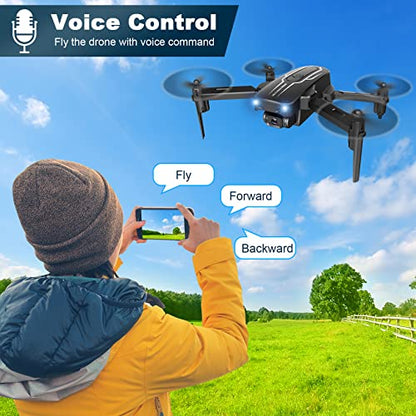 Drone with Camera for Adults Kids - 1080P HD FPV Camera Drones with Carrying Case, Foldable Drone Remote Control Toys Gifts RC Quadcopter for Boys Girls with 2 Batteries, Headless Mode, One Key Start, Speed Adjustment, 3D Flips