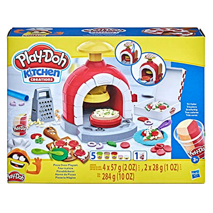 Play-Doh Kitchen Creations Pizza Oven Playset, Play Food Toy for Kids 3 Years and Up, 6 Cans of Modeling Compound, 8 Accessories, Non-Toxic