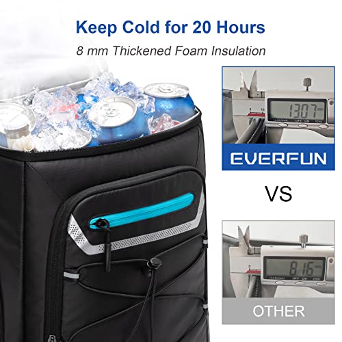 EVERFUN Cooler Backpack Insulated Leakproof 30 Cans, Cooler Bag with 2 Insulated Compartments Waterproof, Lightweight Hiking Beach Lunch Travel Camping Cooler for Men and Women