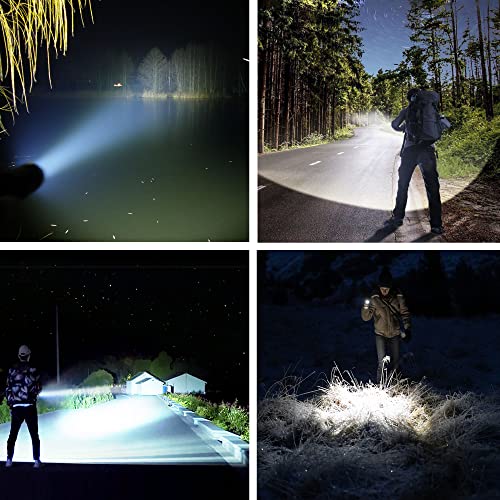 kwznob Rechargeable LED Flashlights, 100000 High Lumens Super Bright Flashlights with 3 Modes Waterproof Zoomable Flash Light for Outdoor Emergency