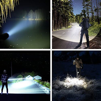 kwznob Rechargeable LED Flashlights, 100000 High Lumens Super Bright Flashlights with 3 Modes Waterproof Zoomable Flash Light for Outdoor Emergency