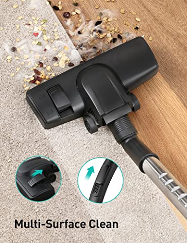 Aspiron Canister Vacuum Cleaner, 1200W Lightweight Bagless Vacuum Cleaner, 3.7QT Capacity, Automatic Cord Rewind, 5 Tools, HEPA Filter, Pet Friendly Vacuum Cleaner for Hard Floors, Pet Hair, Carpet