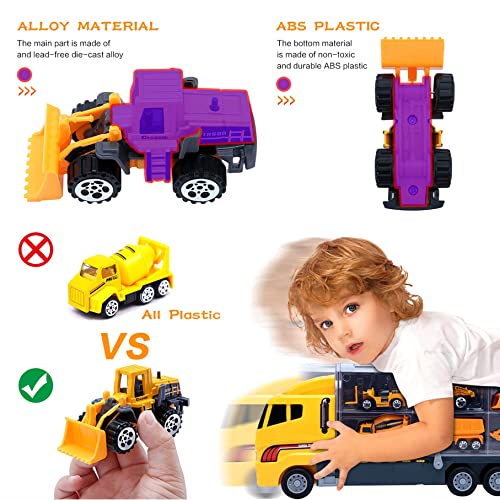 ALOTJOY Toys for Boys,25 Pcs Engineering Die-cast Construction Car Toddler Toys for 3 Year Old Boys Vehicles Gifts Kids Toys for Age 3 4 5 6 7 Year Old Boys