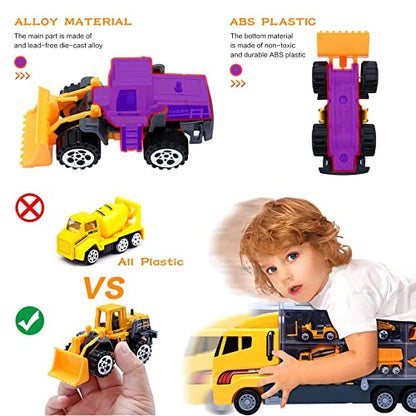 ALOTJOY Toys for Boys,25 Pcs Engineering Die-cast Construction Car Toddler Toys for 3 Year Old Boys Vehicles Gifts Kids Toys for Age 3 4 5 6 7 Year Old Boys
