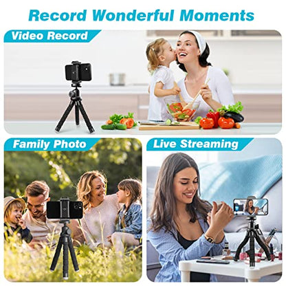 UBeesize Phone Tripod, Portable and Flexible Tripod with Wireless Remote and Clip, Cell Phone Tripod Stand for Video Recording(Black