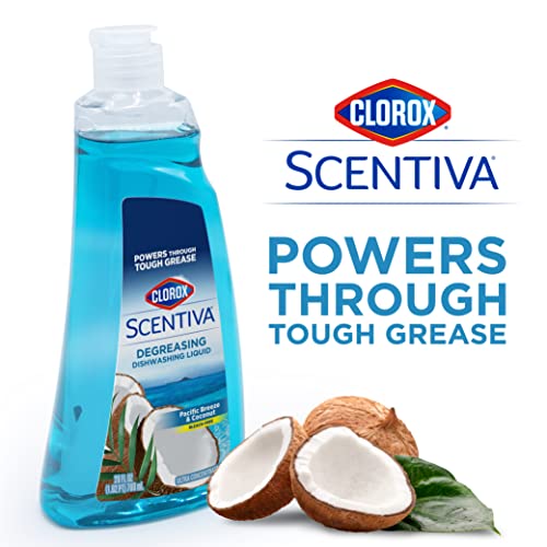 Clorox Scentiva Dishwashing Liquid Soap | Smells Great and Cuts Through Grease Fast | Quick Rinsing Formula for a Powerful Clean You Can Trust, Pacific Breeze & Coconut, 26 Oz (Pack of 6)