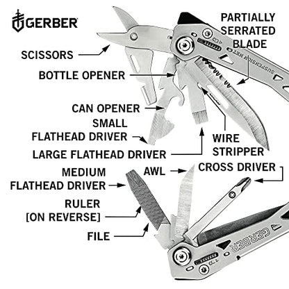 Gerber Gear Suspension-NXT 15-in-1 Multi-Tool Pocket Knife Set - EDC Gear and Equipment Multi-Tool with Pocket Clip - Stainless Steel