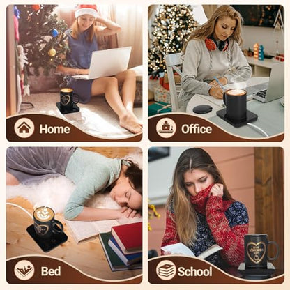 Coffee Mug Warmer Set with Mug, Coffee Mug Cup Warmer for Desk with Auto Shut Off-Coffee Gifts