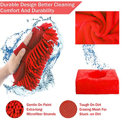 LIANXIN Car Wash Kit with Foam Gun Sprayer Microfiber Sponge and Towels Tire Brush Collapsible Bucket Built for The Perfect Car Wash Cleaning Kit, for Cleaning Car Gardens and Pets