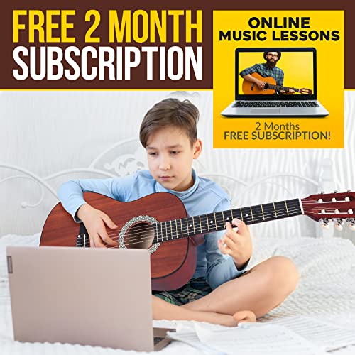 Pyle Acoustic Guitar Kit, 4/4 Full Size All Wood Classical Instrument for Beginners, Adults, 39" Sapele