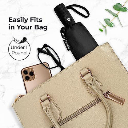 TUMELLA Unbreakable Windproof Travel Umbrella (Light, Beautiful & Superior), 2023 Ultra-Flex Tech, Compact, Small, Portable, Automatic, Strong, Durable, Premium Grip, Vibrant Designs, Folding Umbrella